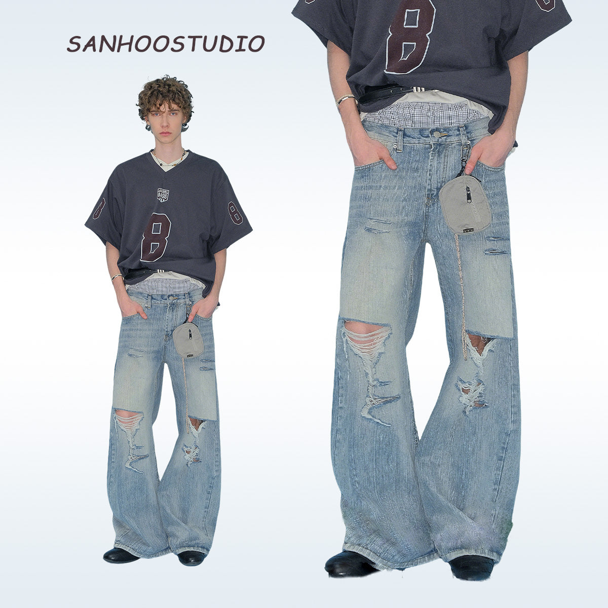 【25s Aug.】Vintage Washed Distressed Ripped Jeans