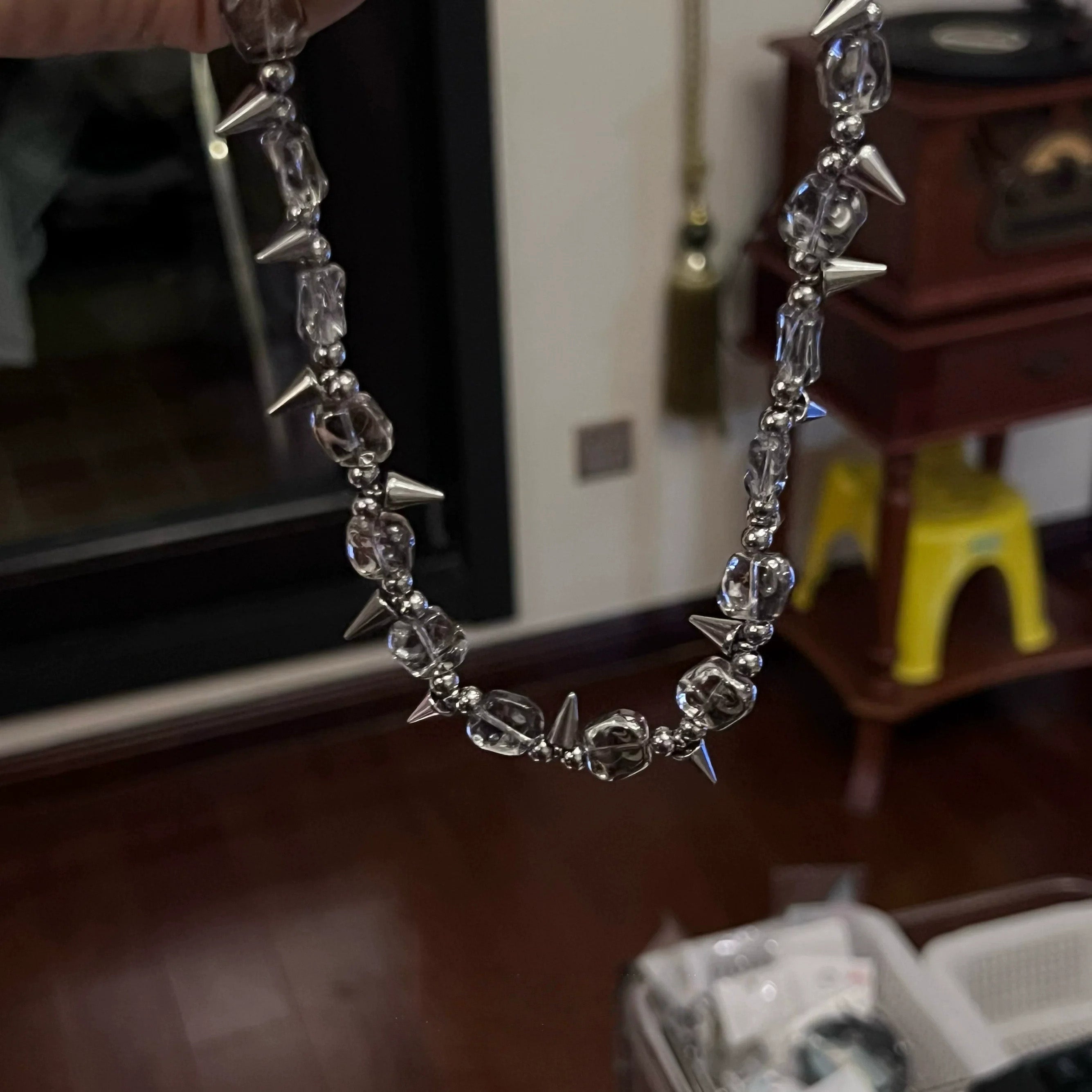 Irregular Studded Dark Punk Necklace