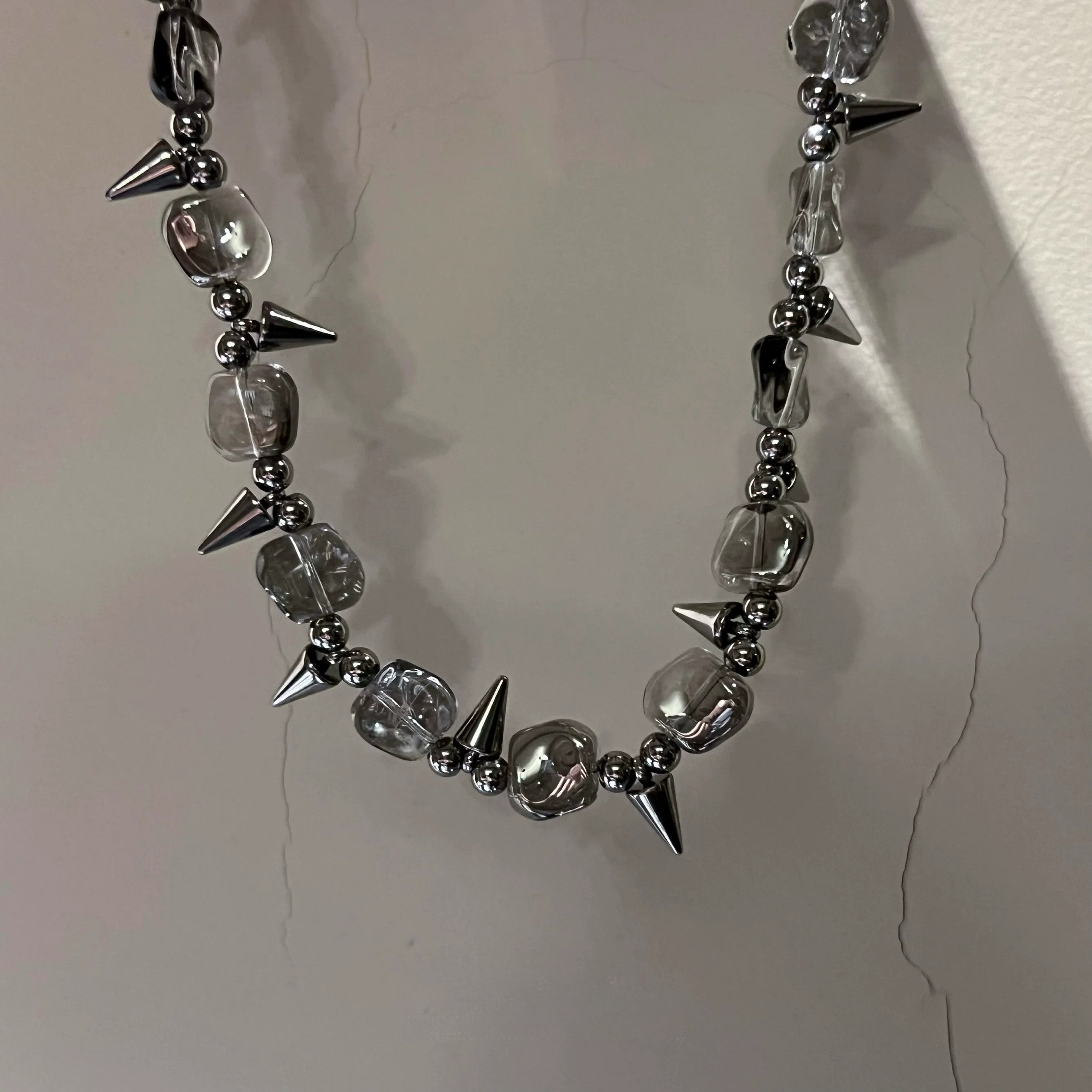Irregular Studded Dark Punk Necklace