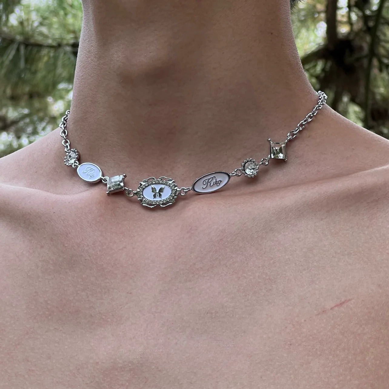 Butterfly Letter Pendant Necklace