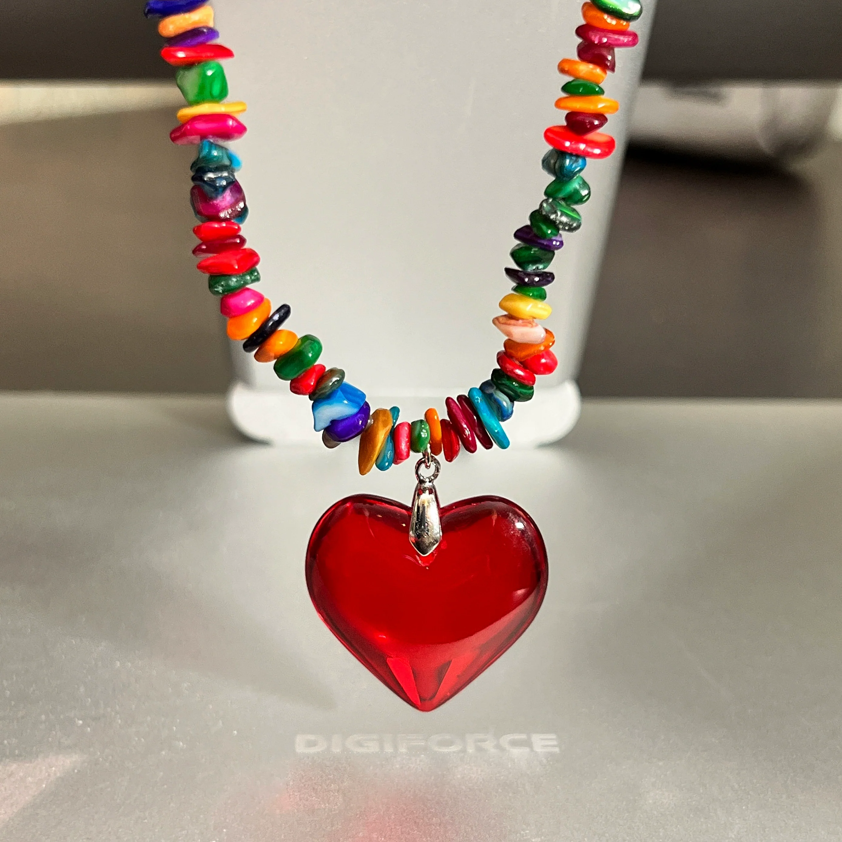 Heart Colorful Irregular Bead Necklace