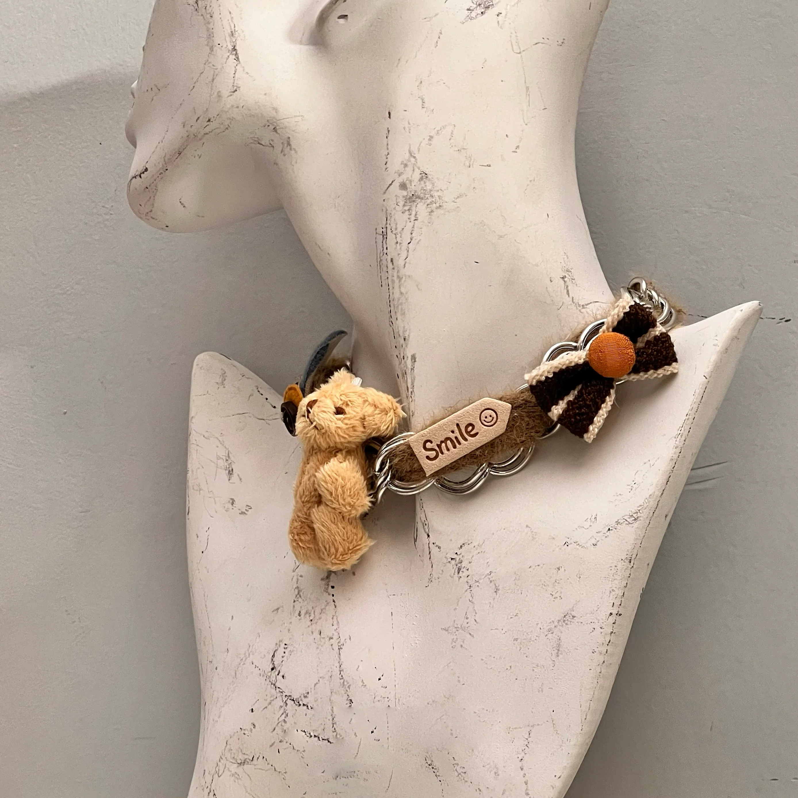 Plush Bear Bow Cartoon Choker Necklace