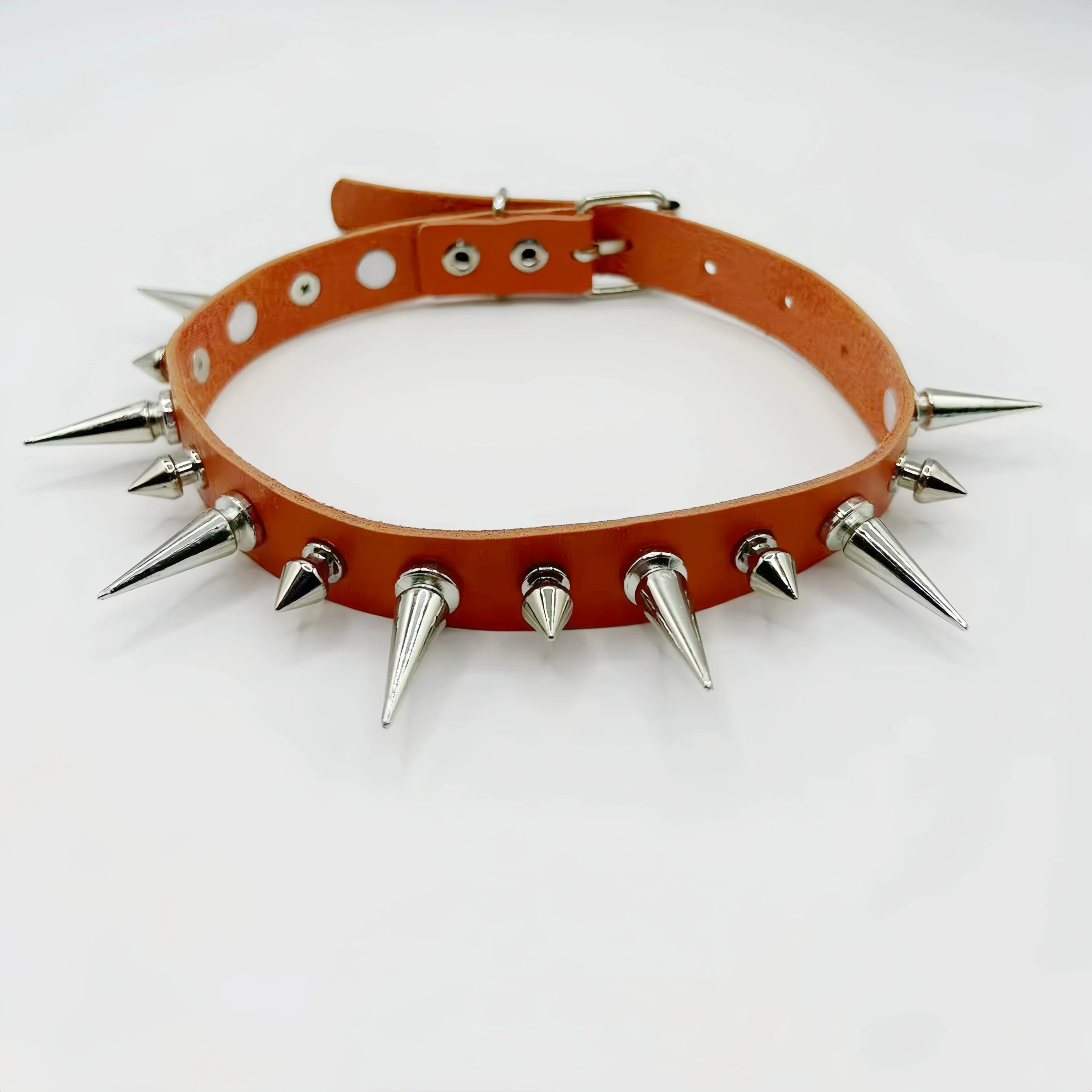 Discover Sanhoostudio’s rock studded punk leather choker, blending Y2K subculture aesthetics with bold metal detailing for a rebellious, fashion-forward accessory that elevates streetwear outfits.