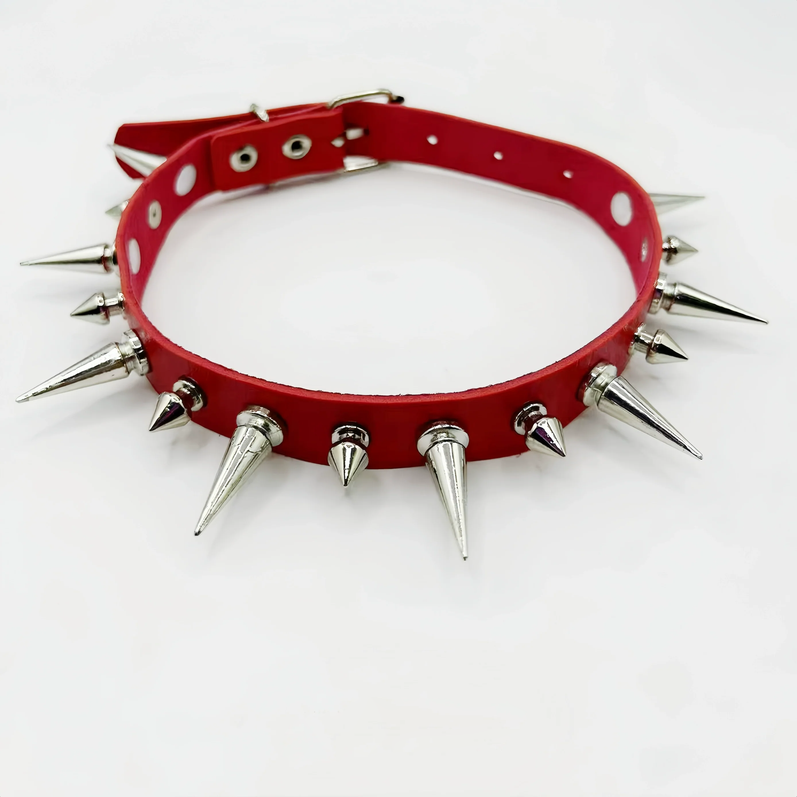 Discover Sanhoostudio’s rock studded punk leather choker, blending Y2K subculture aesthetics with bold metal detailing for a rebellious, fashion-forward accessory that elevates streetwear outfits.