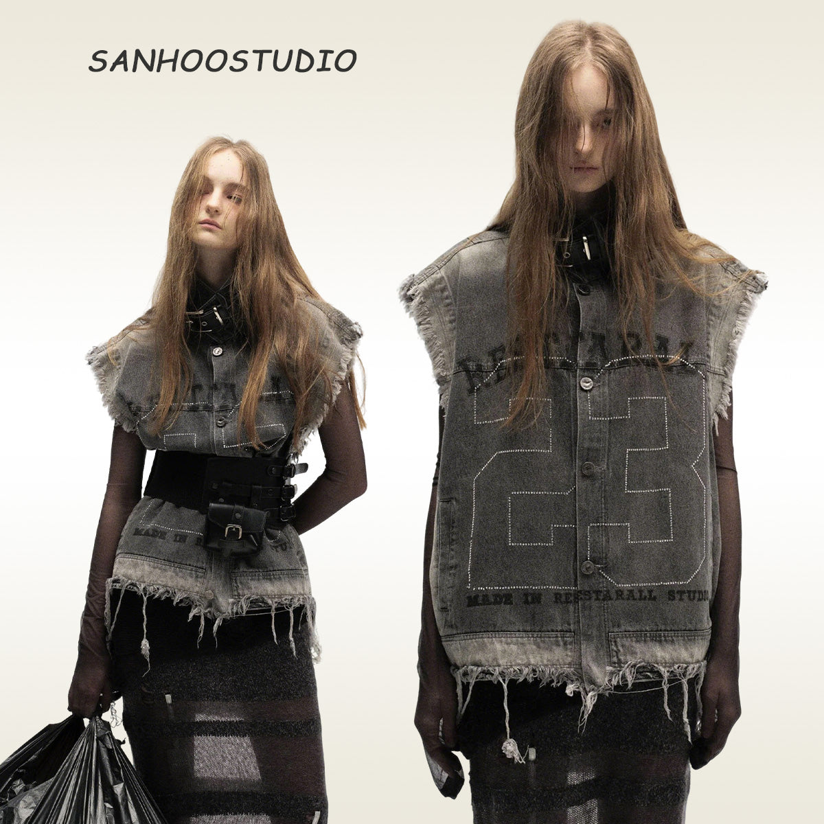 Digital Gradient Print Denim Vest