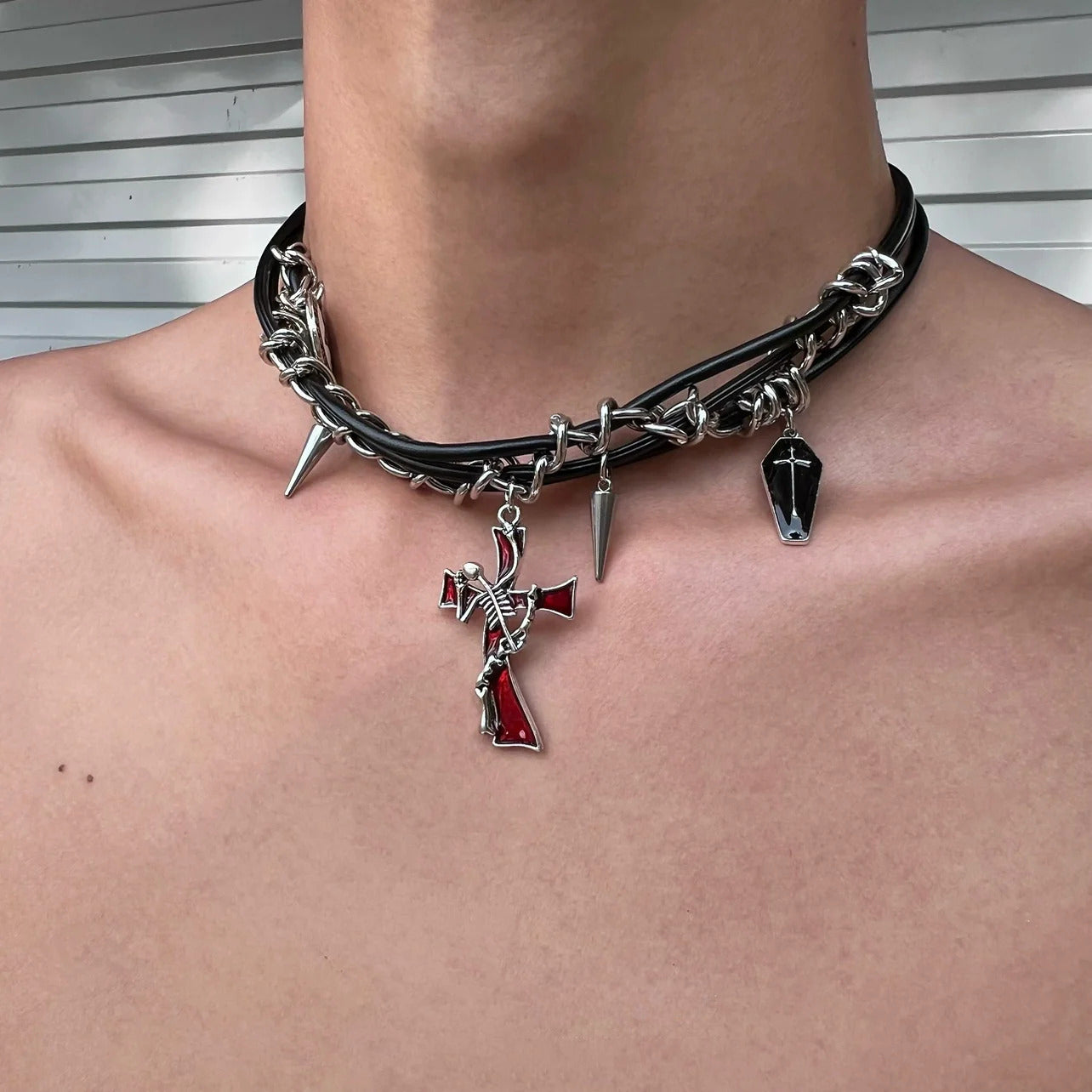 Irregular Cross Dark Punk Multi-Layer Necklace