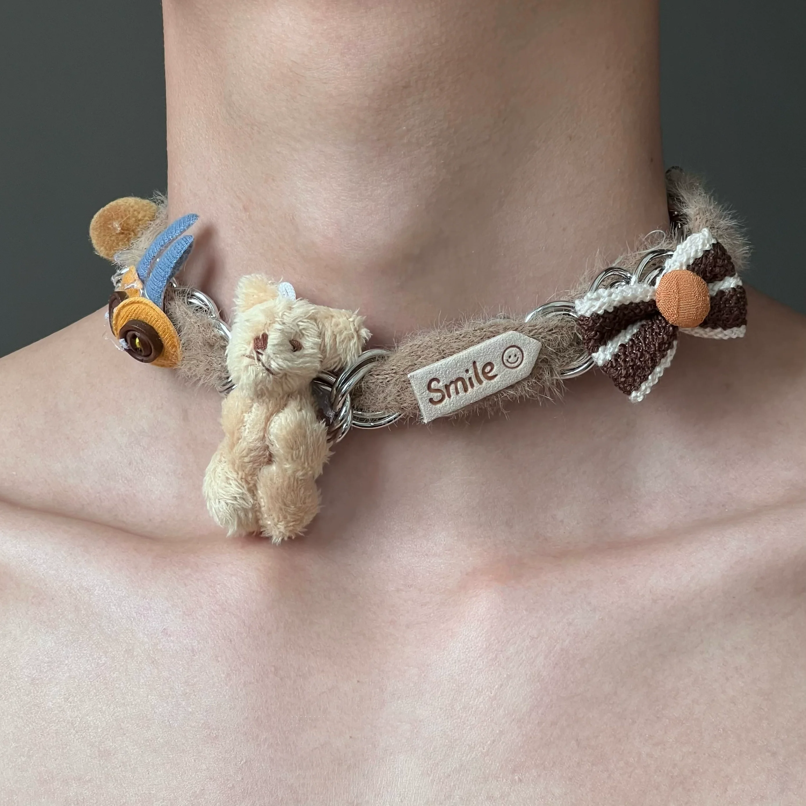 Plush Bear Bow Cartoon Choker Necklace