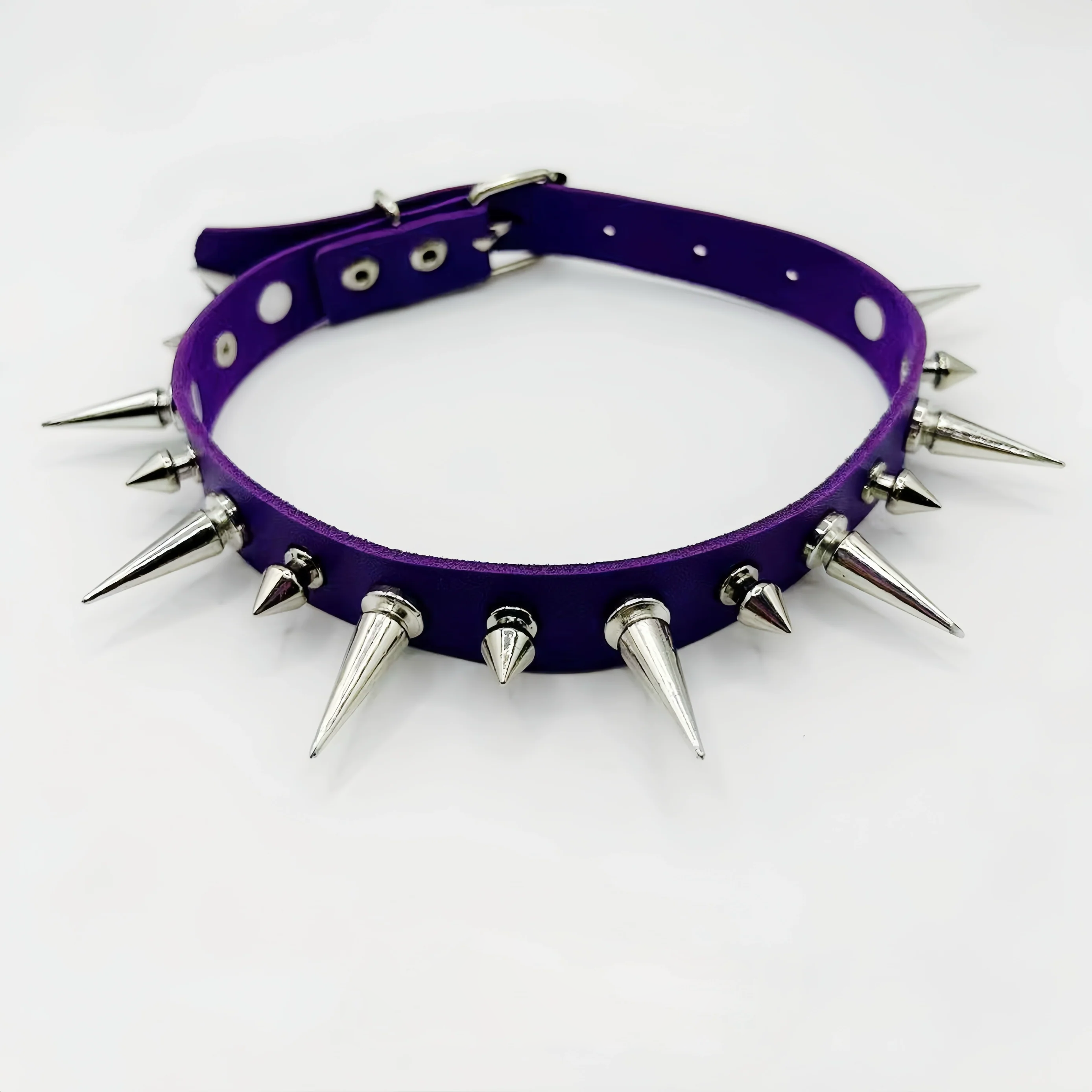 Discover Sanhoostudio’s rock studded punk leather choker, blending Y2K subculture aesthetics with bold metal detailing for a rebellious, fashion-forward accessory that elevates streetwear outfits.