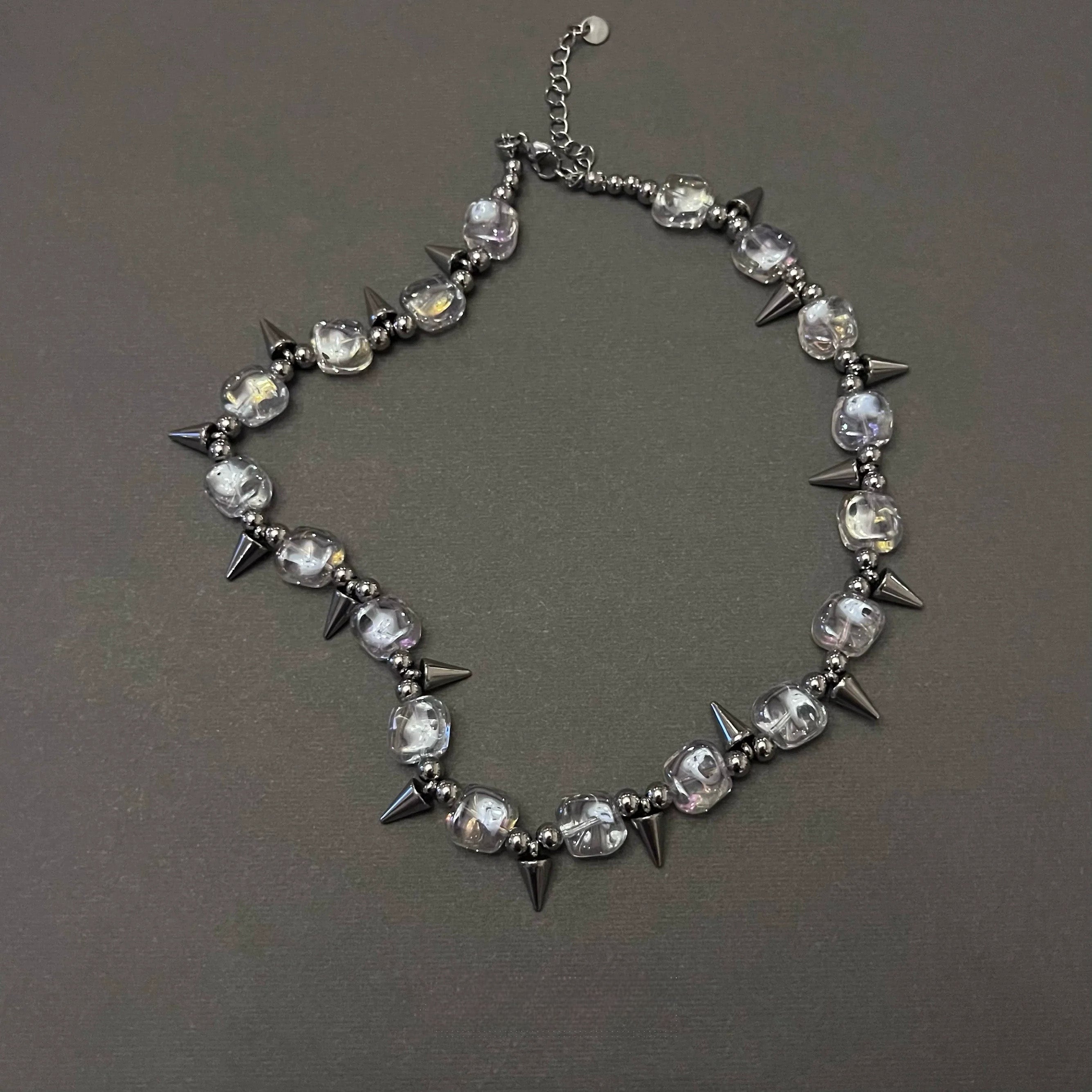 Irregular Studded Dark Punk Necklace