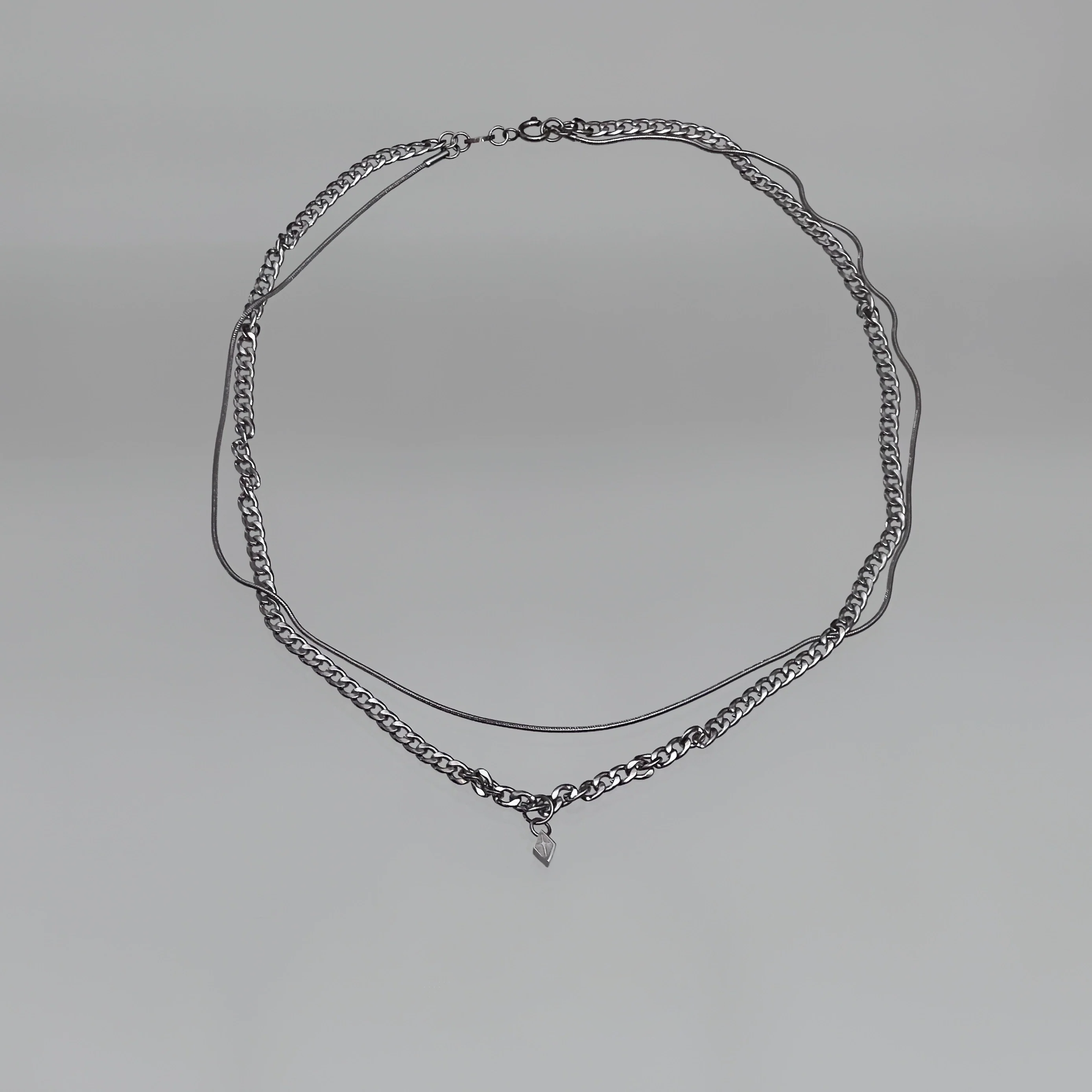 Hip-Hop Double Layer Titanium Steel Necklace