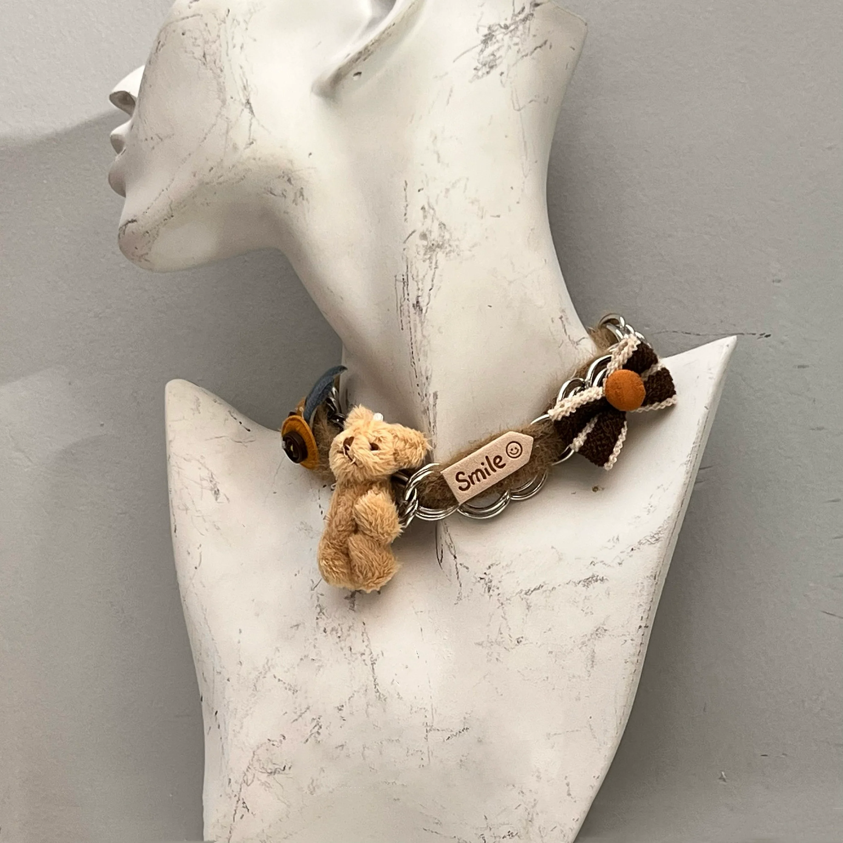 Plush Bear Bow Cartoon Choker Necklace