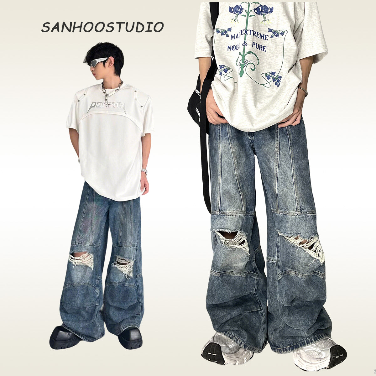 【25s Aug.】Vintage Heavily Distressed Ripped Jeans