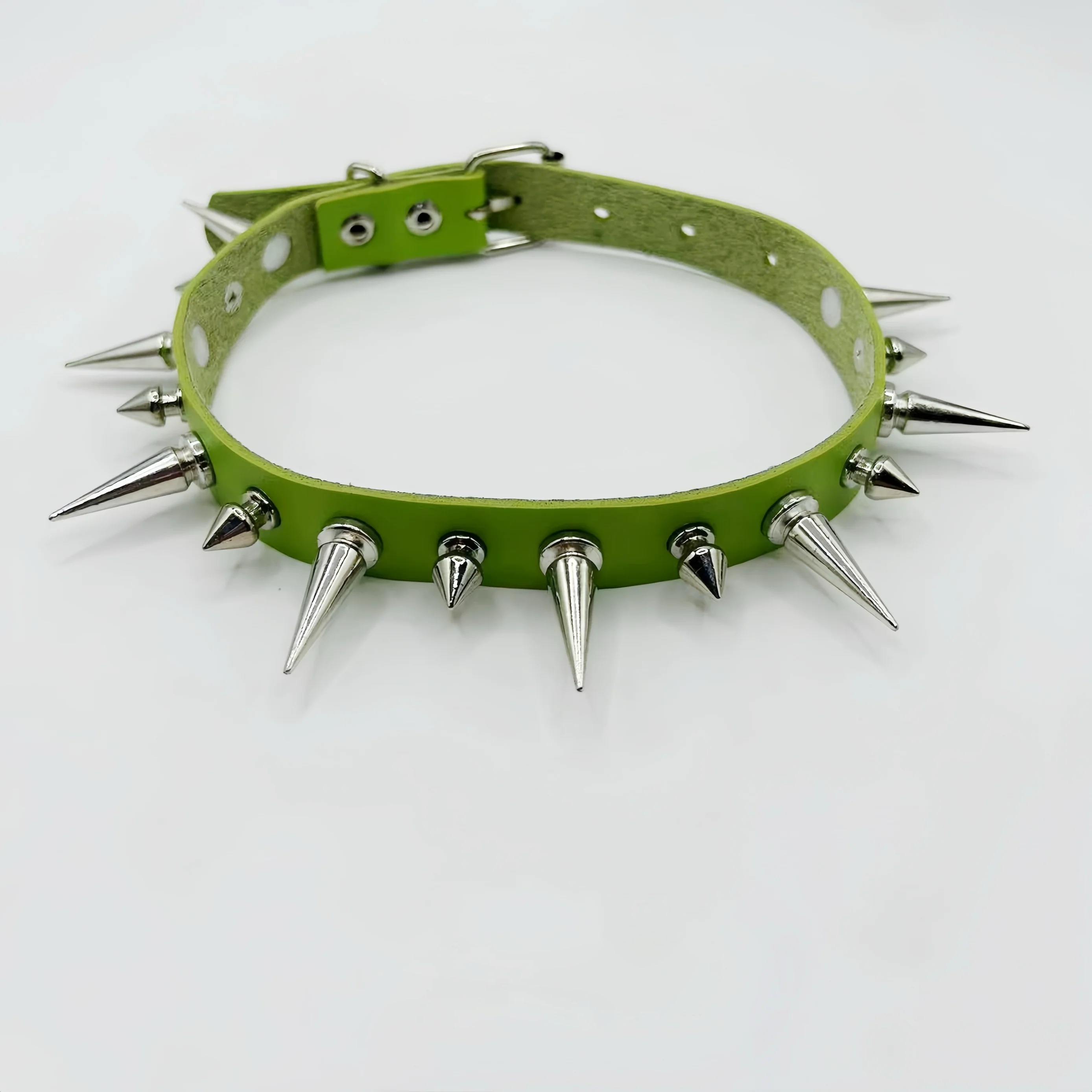 Discover Sanhoostudio’s rock studded punk leather choker, blending Y2K subculture aesthetics with bold metal detailing for a rebellious, fashion-forward accessory that elevates streetwear outfits.