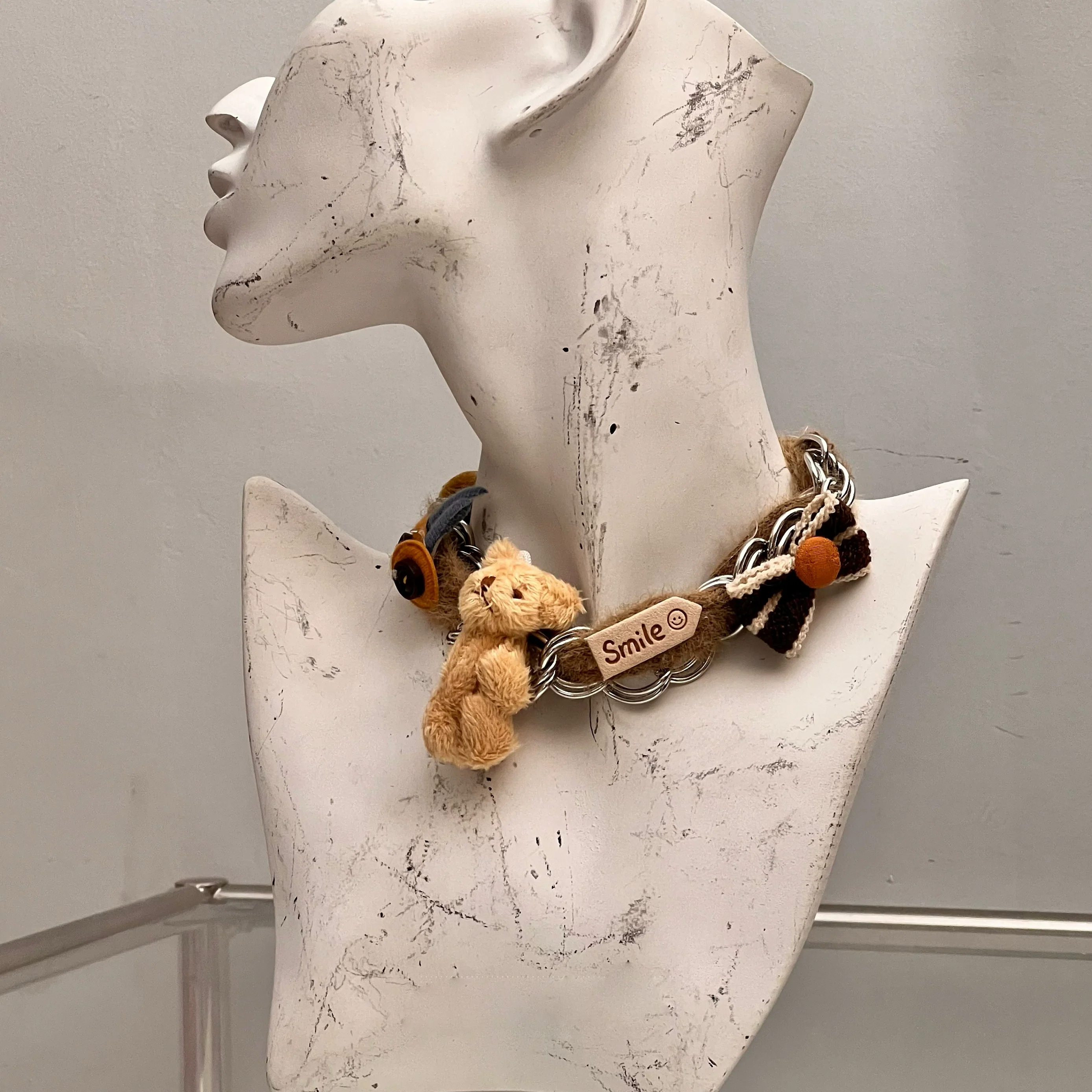 Plush Bear Bow Cartoon Choker Necklace