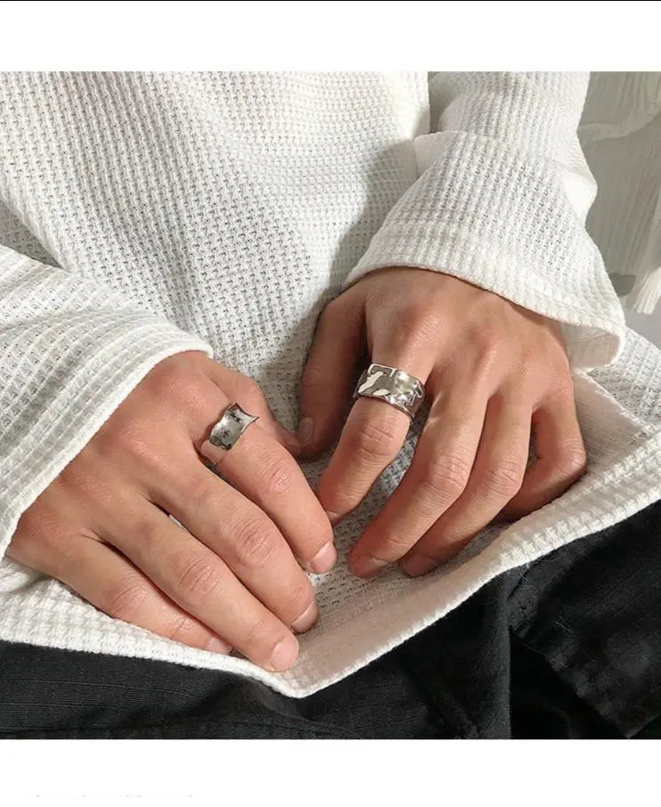 Fold Texture Irregular Ring ArtsKoreanMan