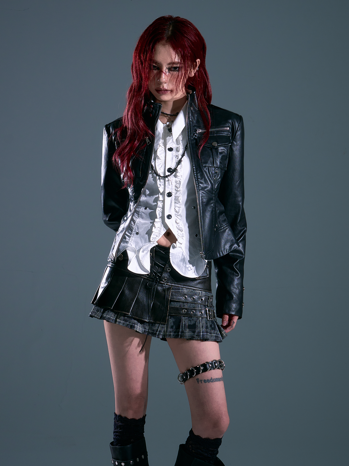 Punk Rock Slim Fit Moto Leather Jacket