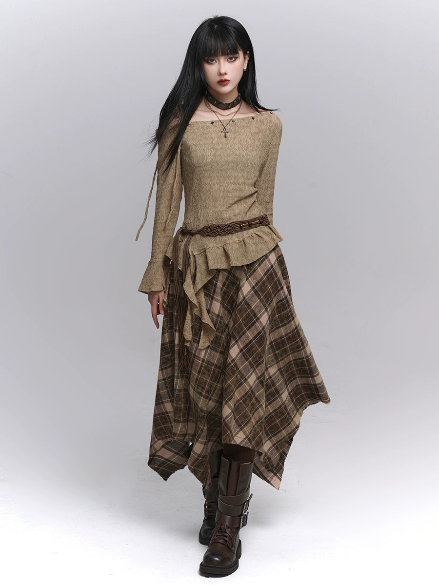 Long Sleeve One-Shoulder Top