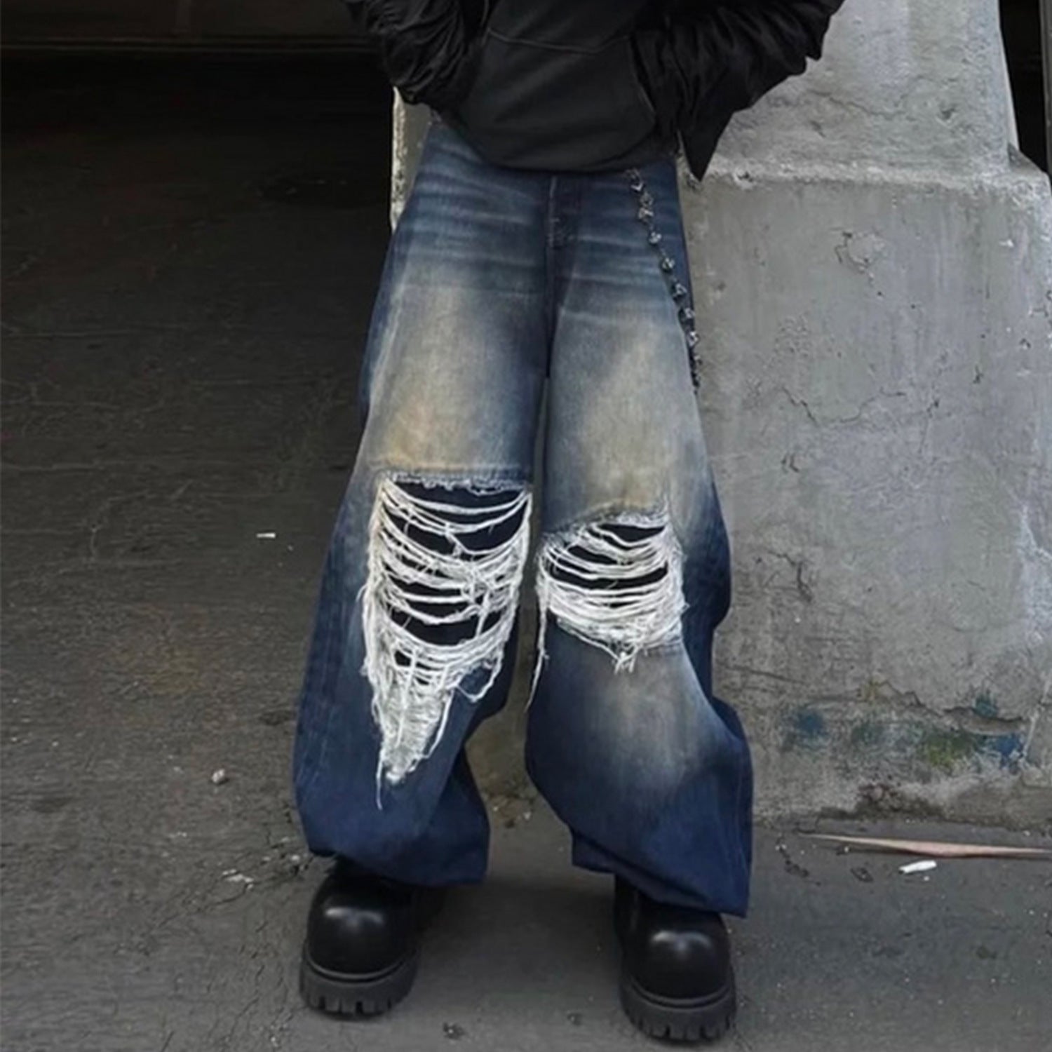 【25s Aug.】Vintage Heavy Ripped Bleached Denim Jeans