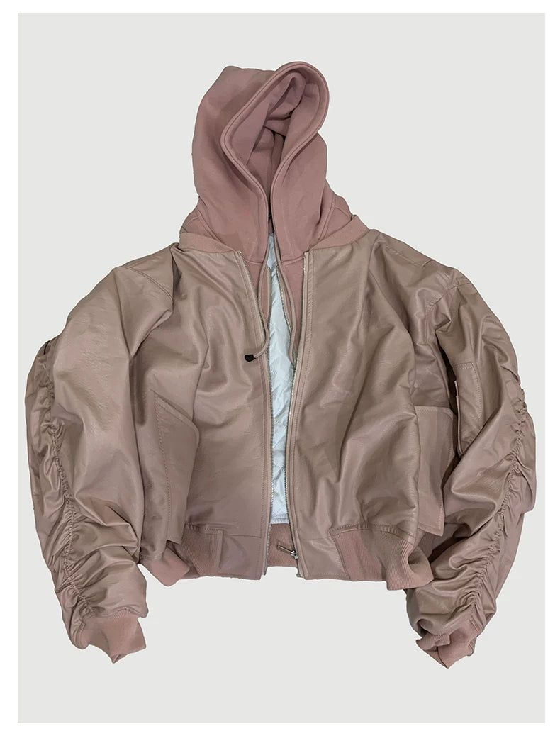 Sanhoostudio Layered Oversized PU Leather Jacket