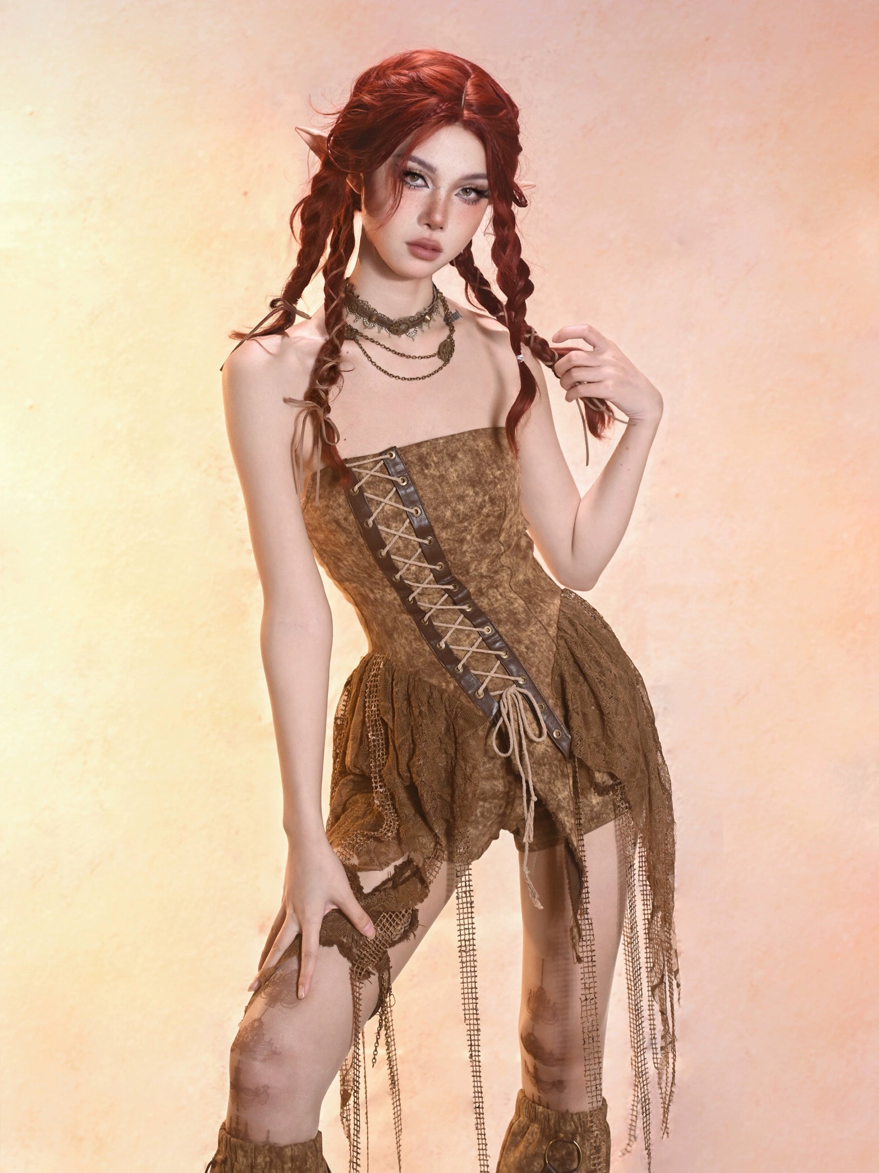 Asymmetric Denim Bustier Top