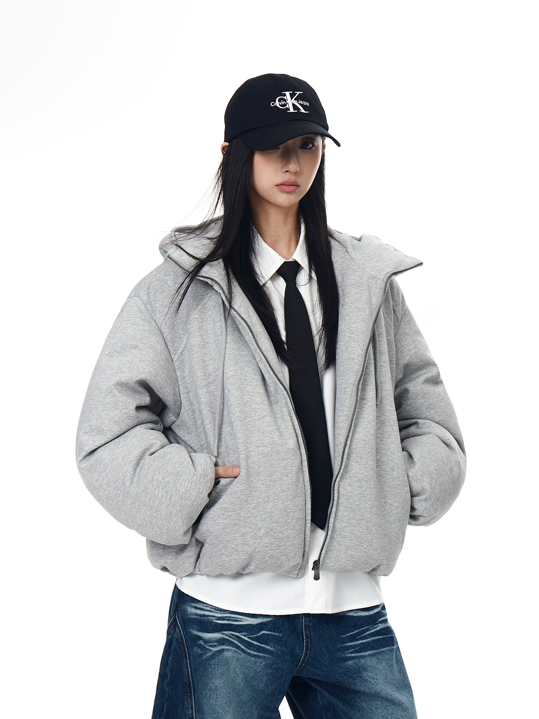 Deconstructed Bomber Oversized Hooded Puffer