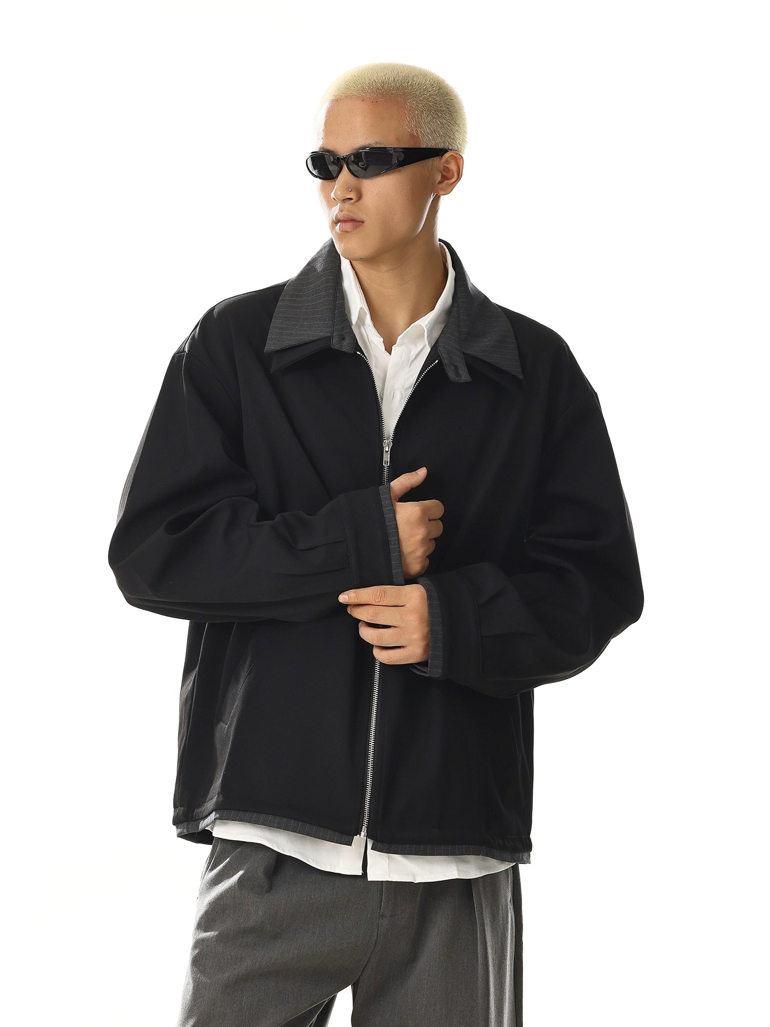 Vintage Layered-Effect Jacket with Cleanfit Streetwear Style