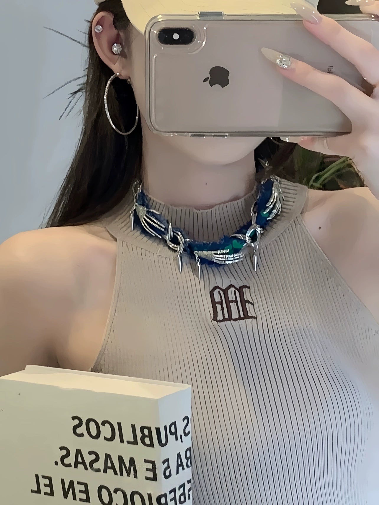 Punk Claw Chain Bullet Choker Necklace