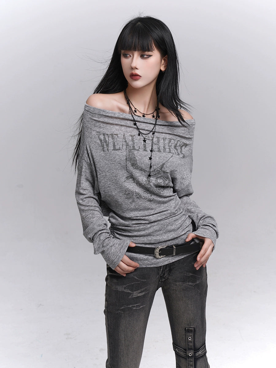 One-Shoulder Long Sleeve T-Shirt
