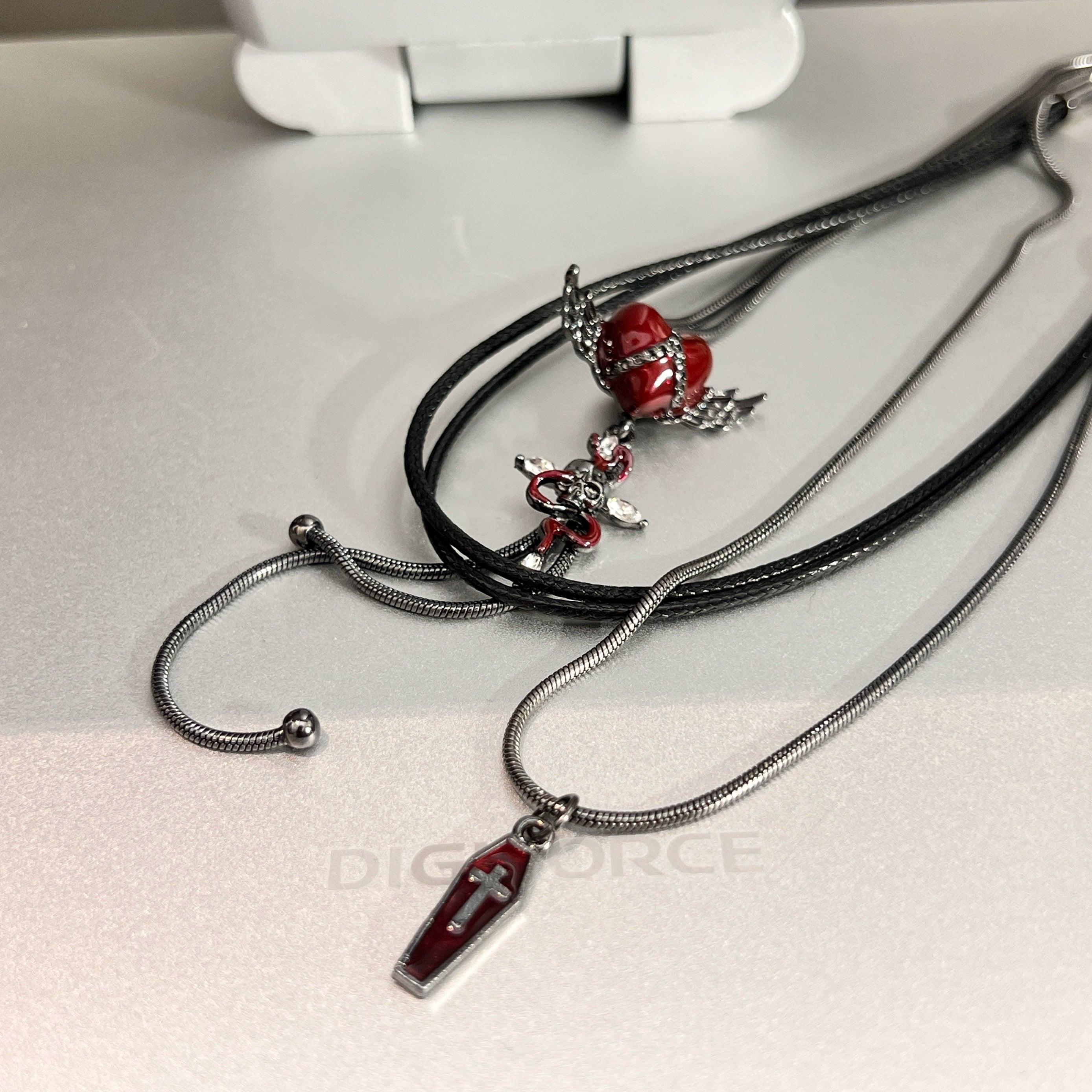 Layered Gothic Cross Heart Necklace