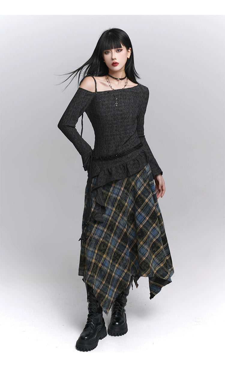 Blue Plaid A-Line Mini Skirt