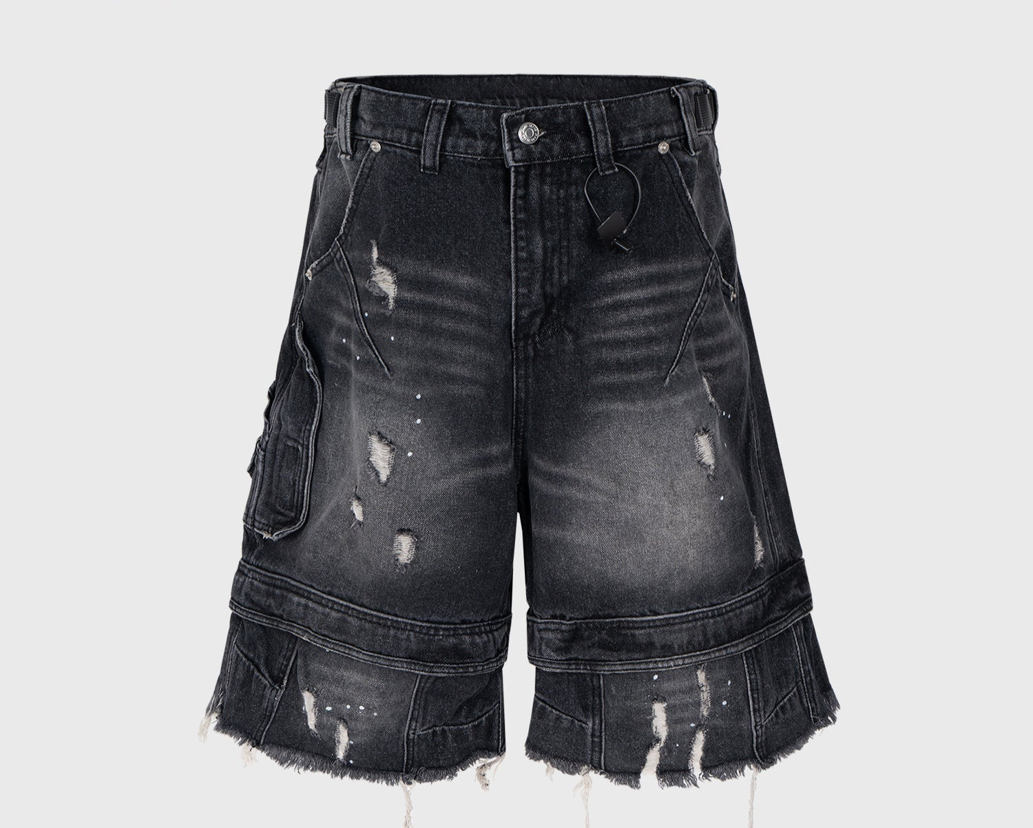 Whiskered Distressed Deconstructed Patchwork Cropped Pants