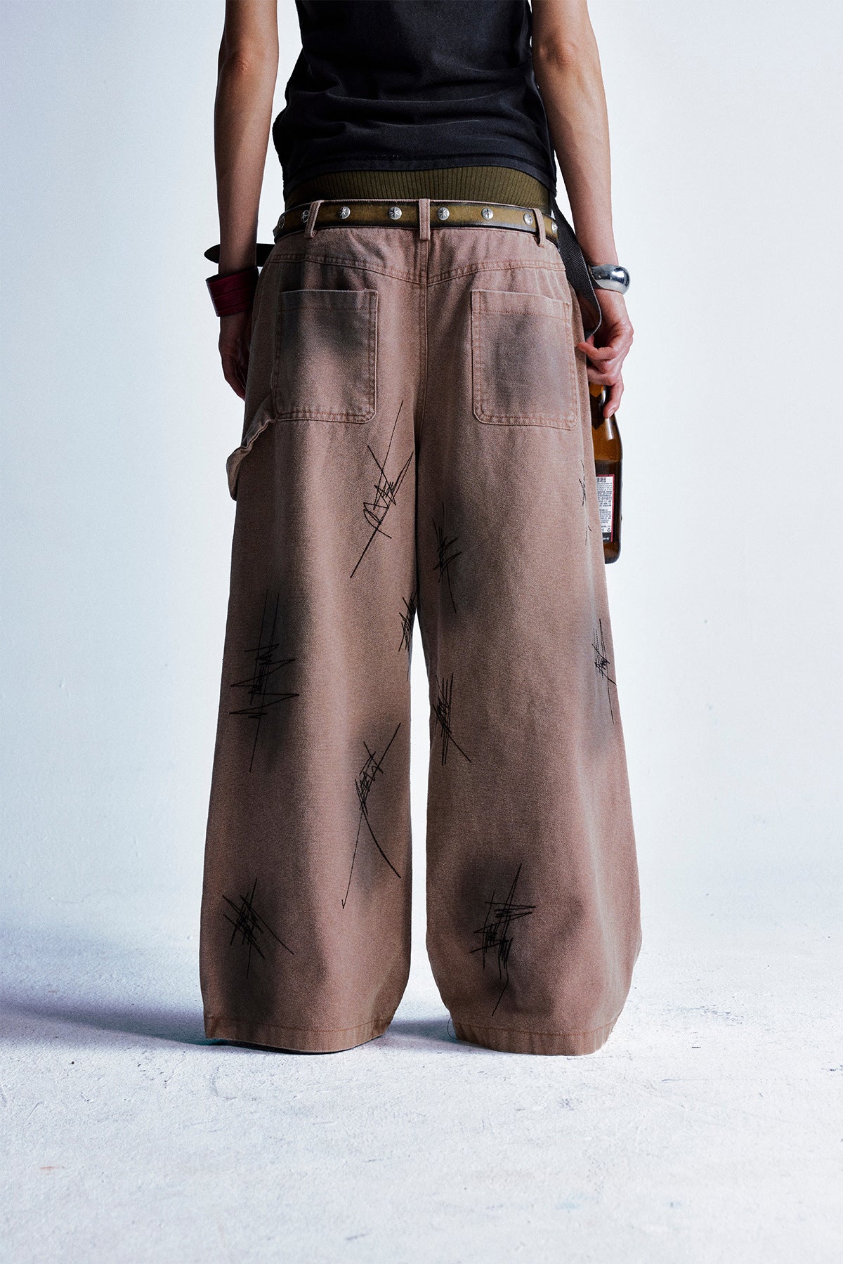 Wasteland Style Dirty Dyed Washed Jeans