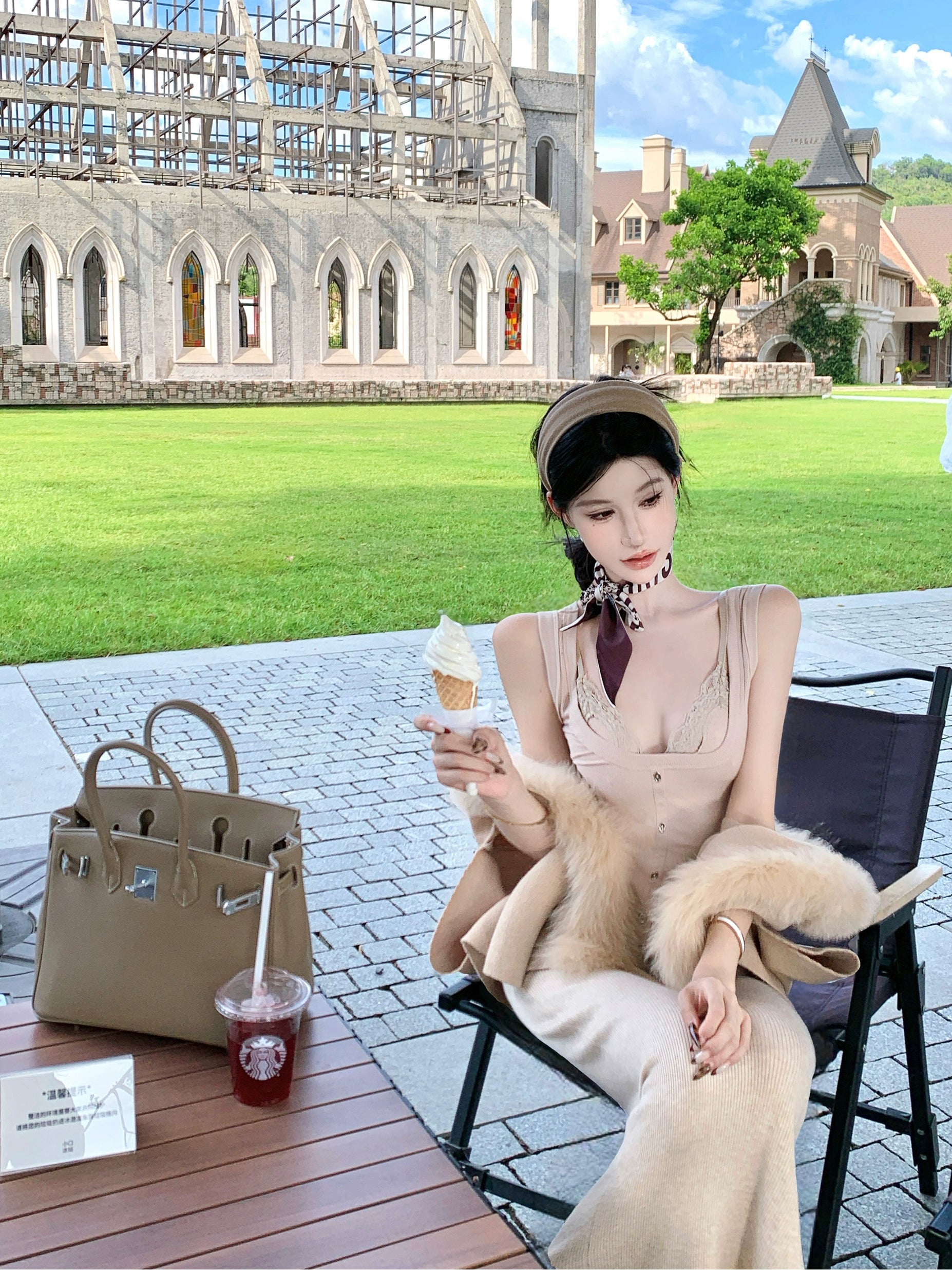 Lace Patchwork Crop Skirt Set