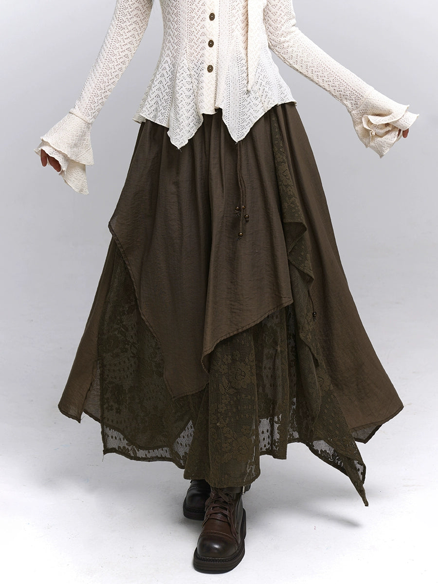 Brown Midi Skirt - Melard Wasteland Style