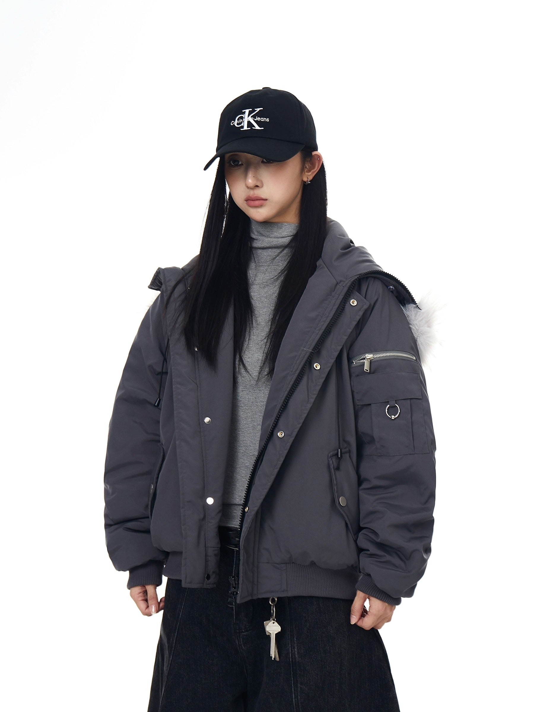 Fur-Hood Utility Parka Designer Winter Coat