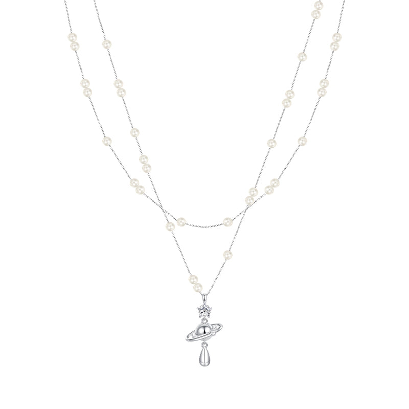Planet Pearl Double Layer Necklace
