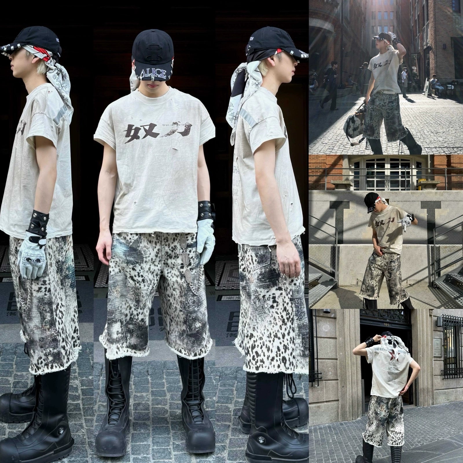 【25s Sep.】White Leopard Print Gem Stud Digital Shorts