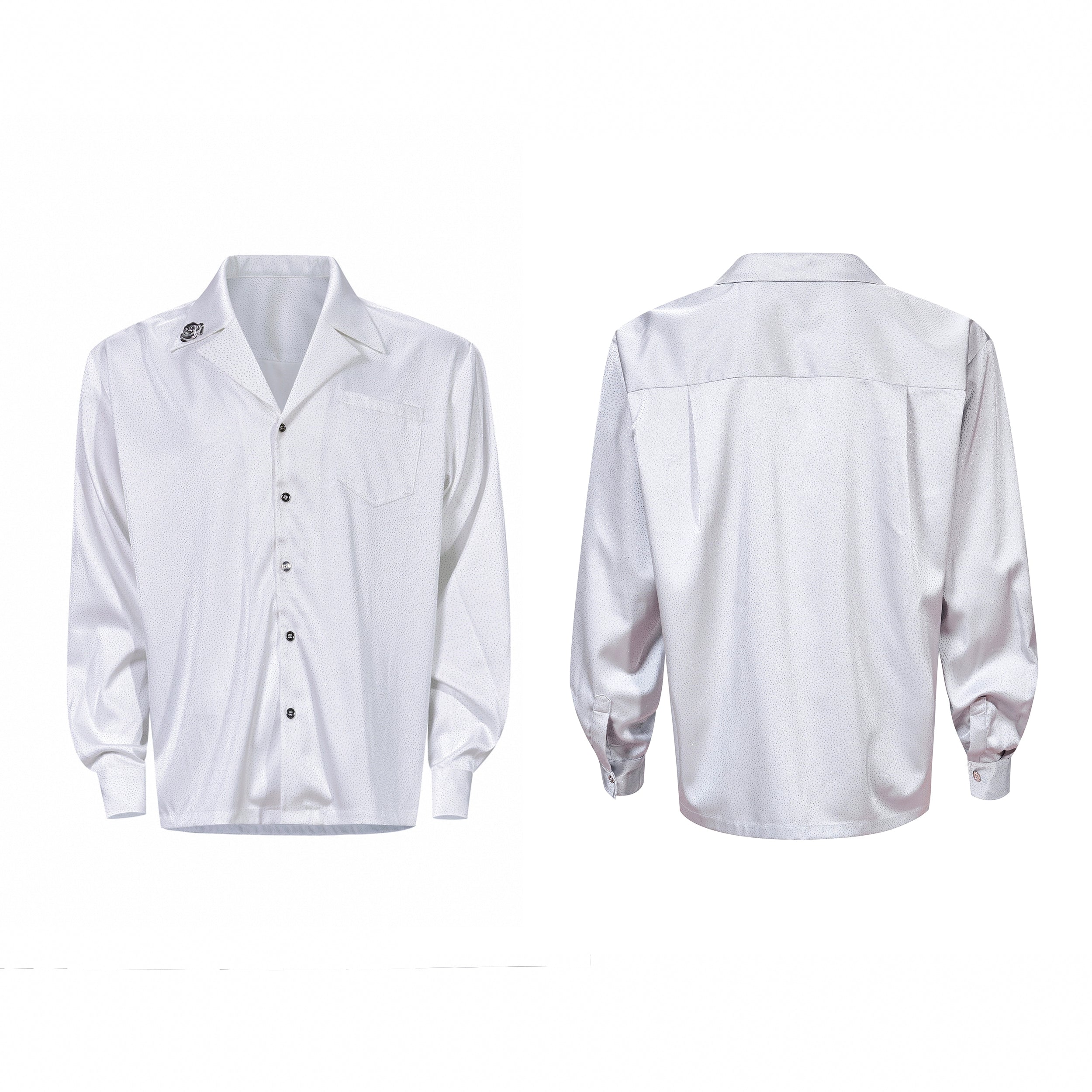 Luxury Rhinestone Rose Cuban Collar Shirt