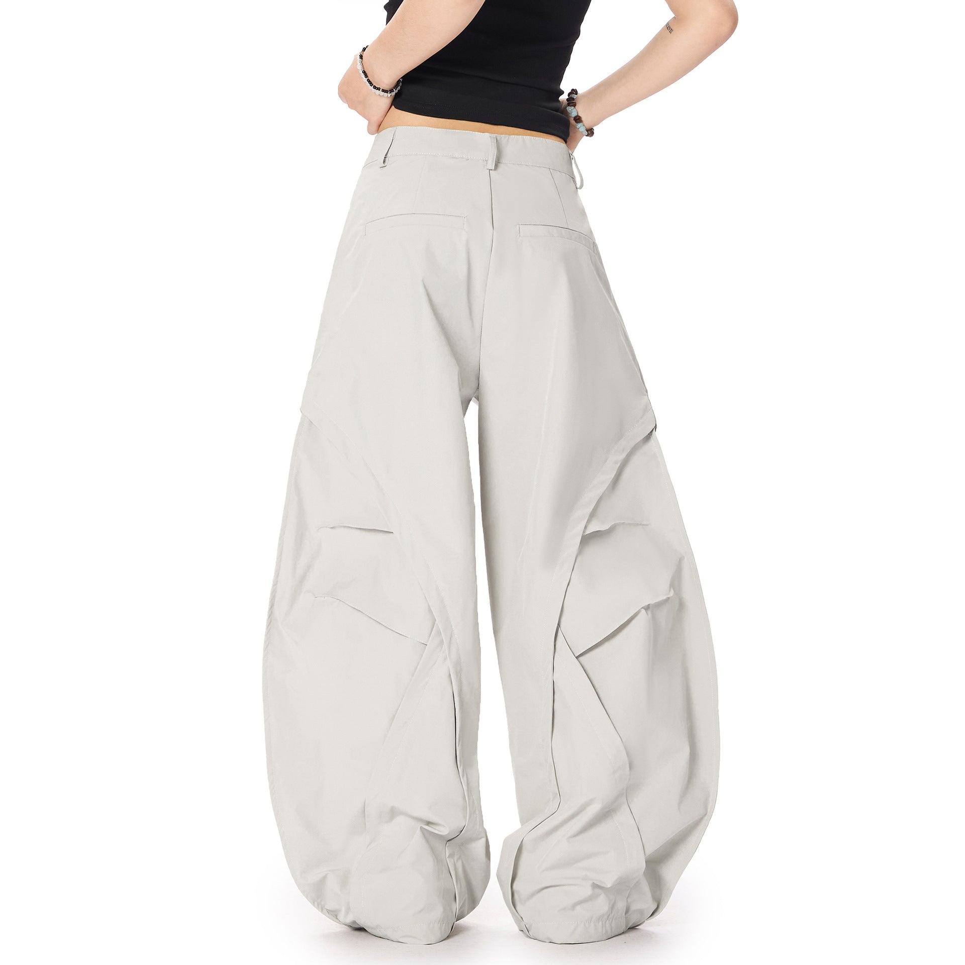 【25s Jul.】Ruched Wide-Leg Blade Cut Street Cargo Pants