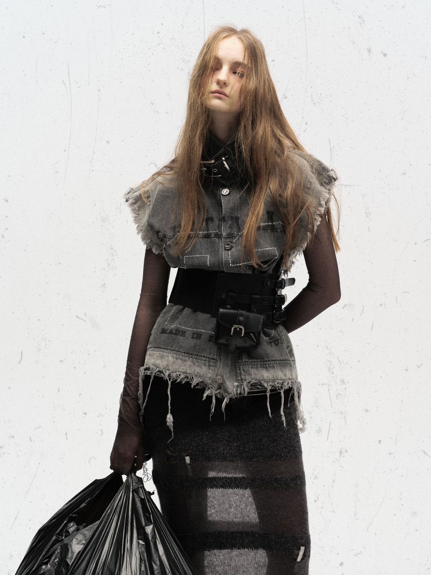 Digital Gradient Print Denim Vest