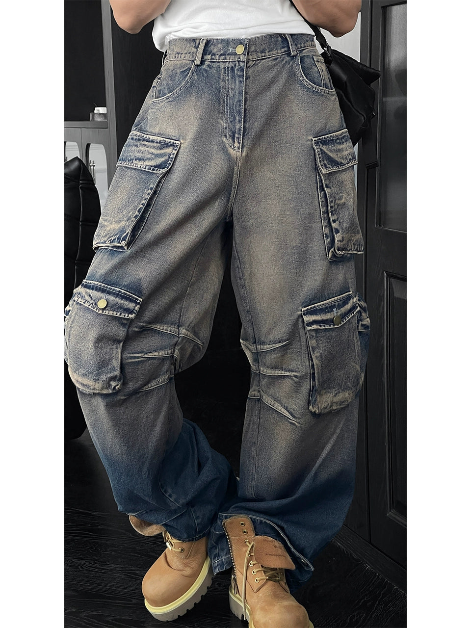 Utility Pocket Loose Cargo Denim Pants
