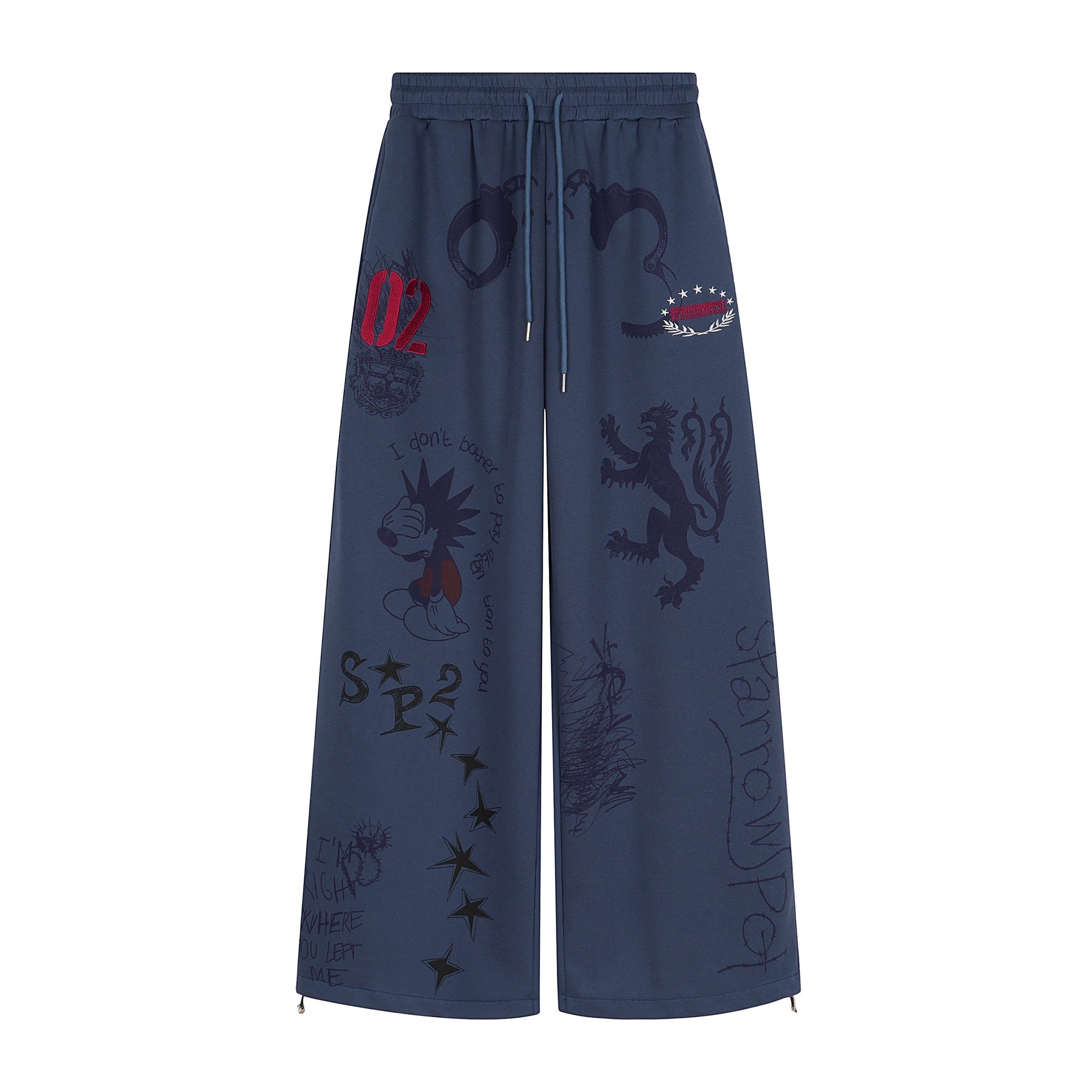 Hand-Drawn Graffiti Straight-Leg Sweatpants