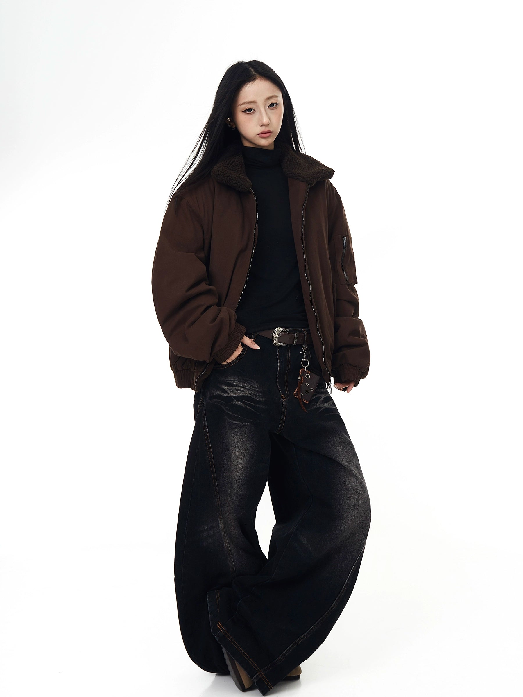 Coffee Sherpa Collar Cleanfit Winter Jacket