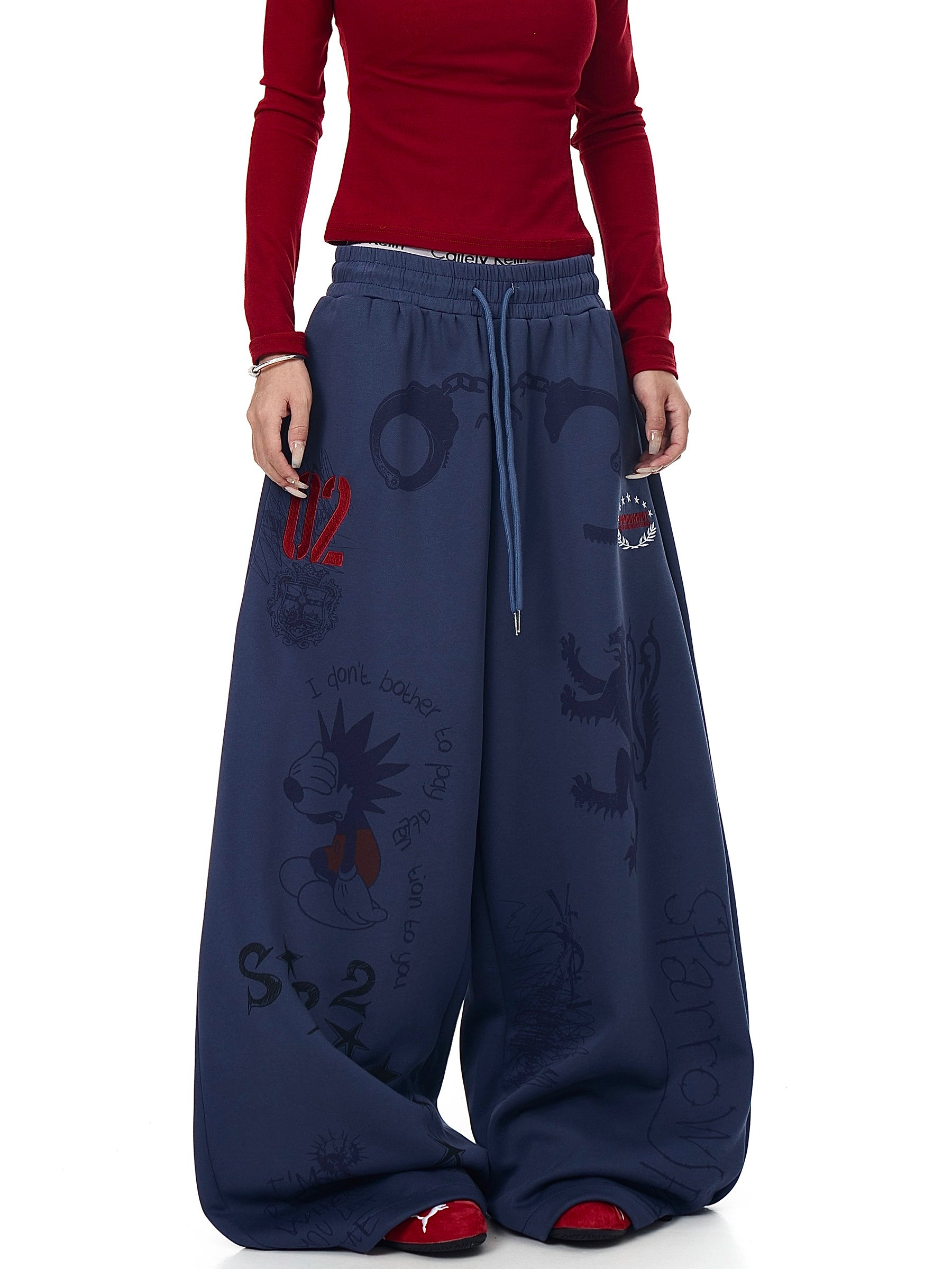 Hand-Drawn Graffiti Straight-Leg Sweatpants