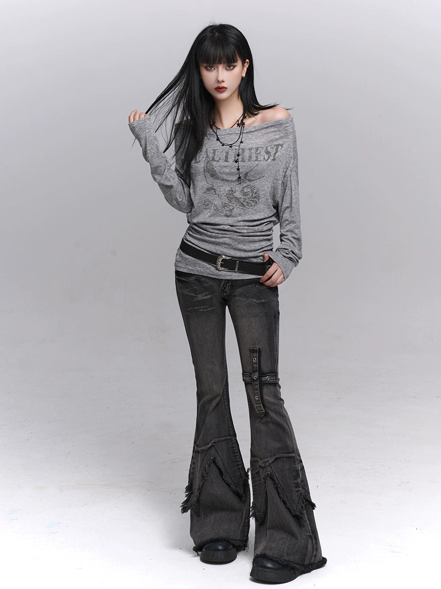 One-Shoulder Long Sleeve T-Shirt