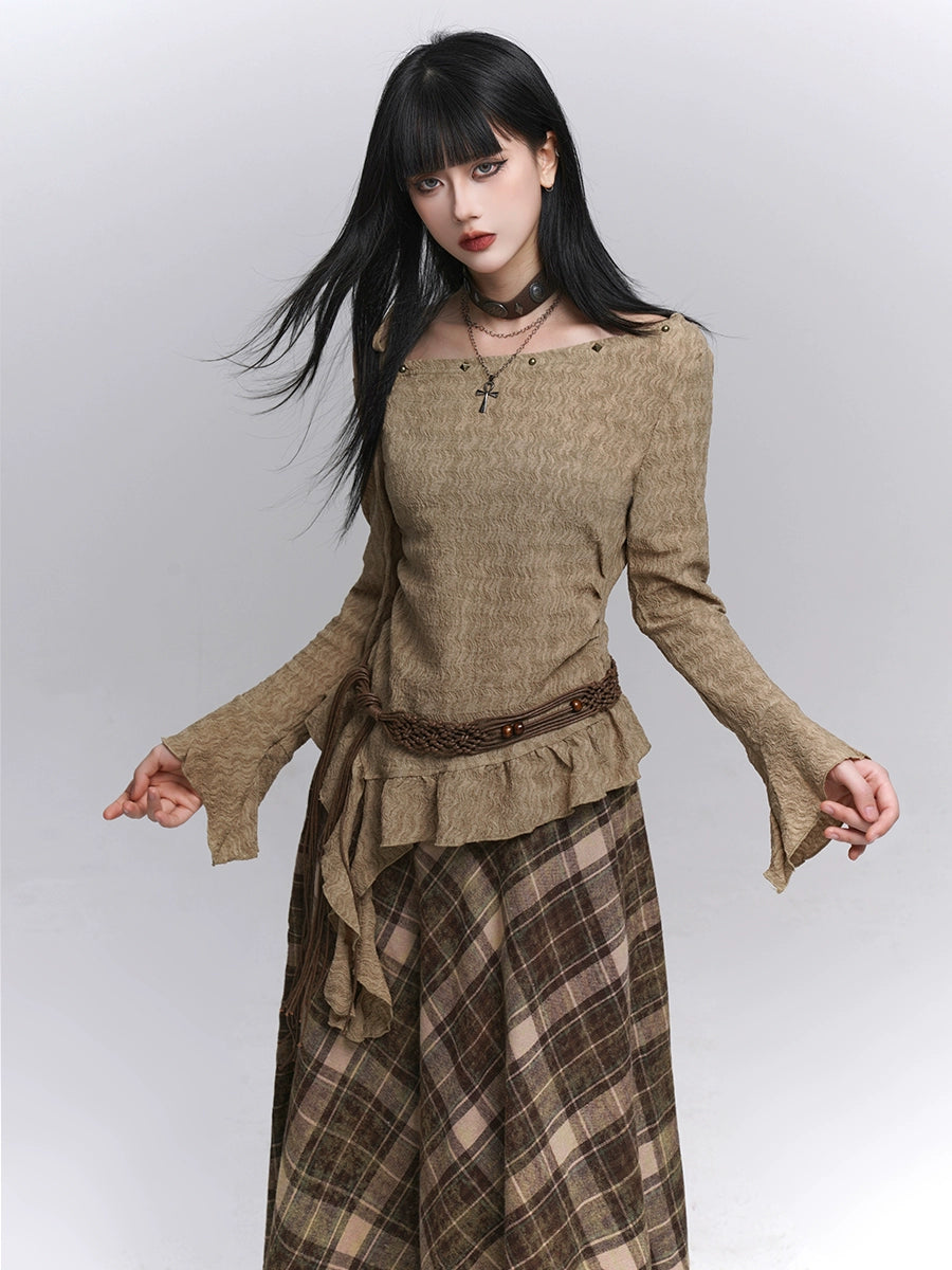 Long Sleeve One-Shoulder Top