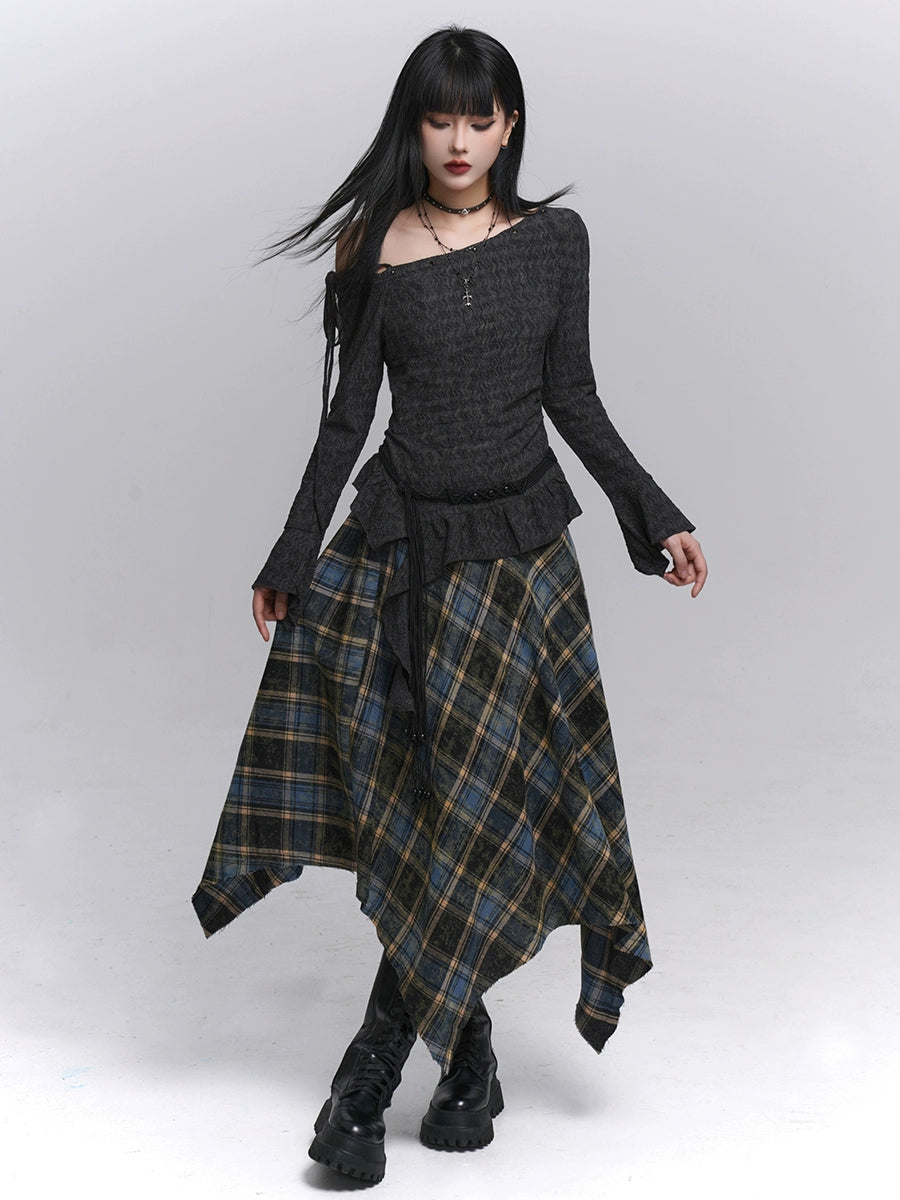 Blue Plaid A-Line Mini Skirt