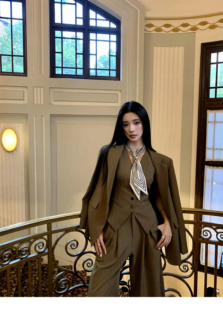Vintage Blazer Vest Pants Set