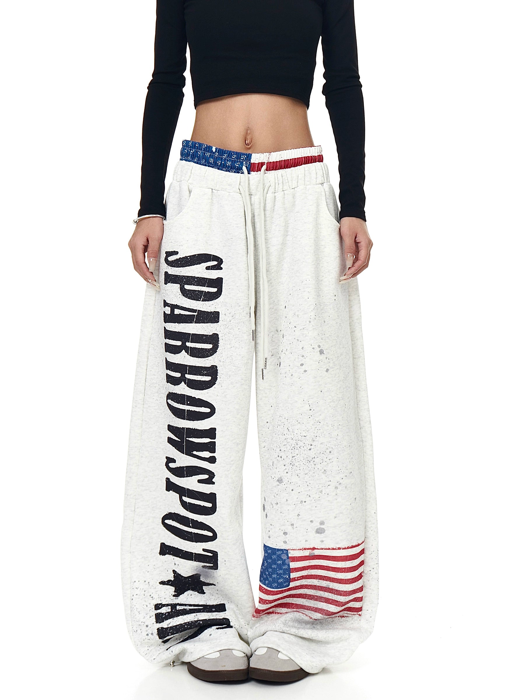 Flag Splatter Double-Waist Sweatpants