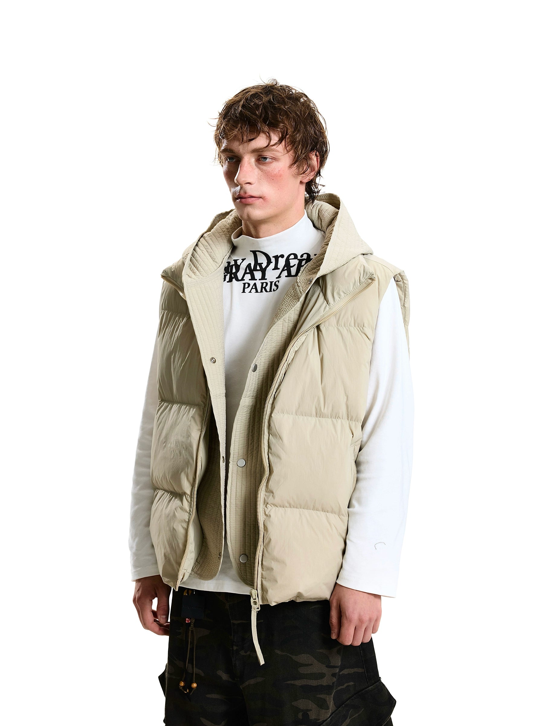 Layered-Look 90% Down Hooded Puffer Vest